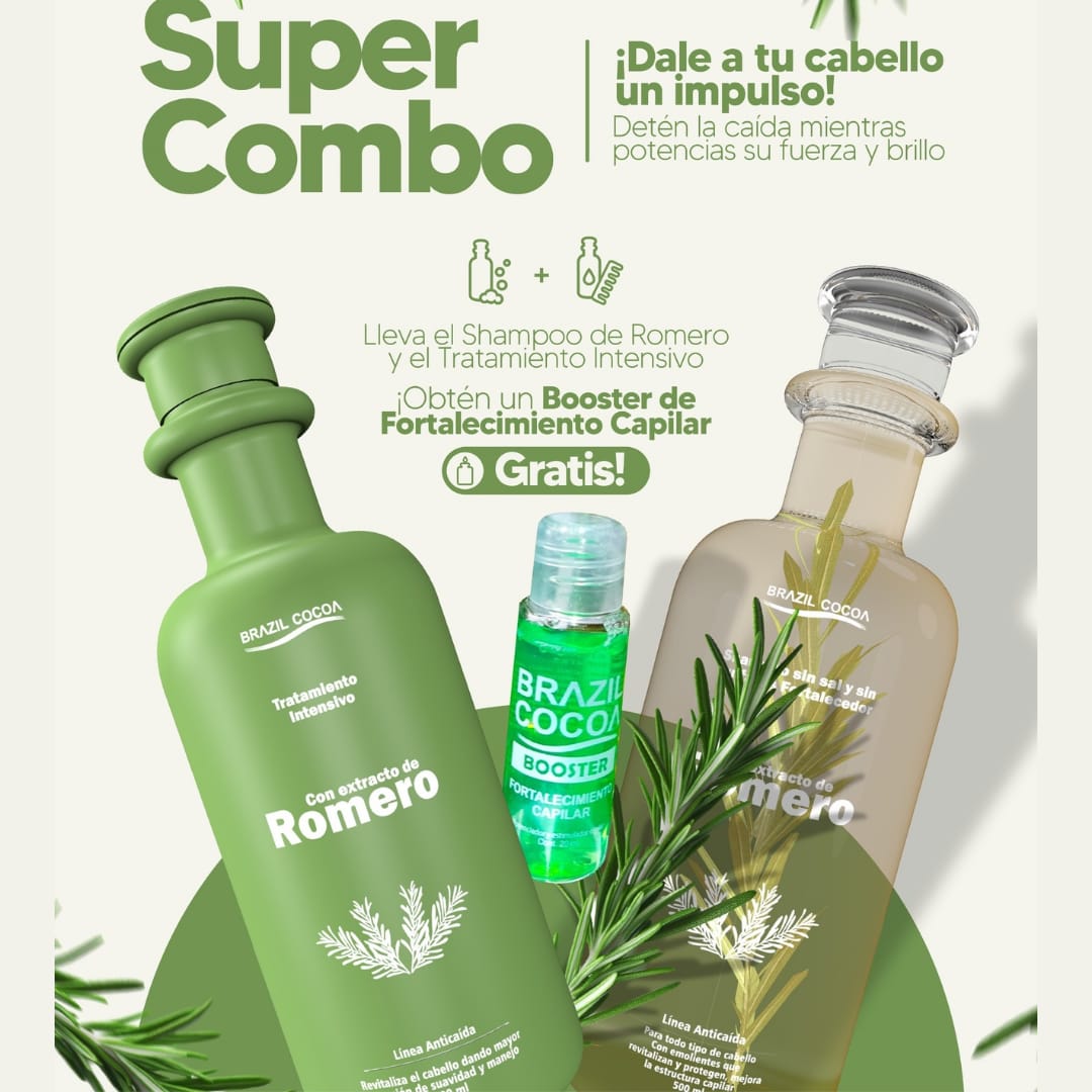 KIT ROMERO SHAMPOO + TRATAMIENTO+ BOOSTER (crecimiento acelerado)