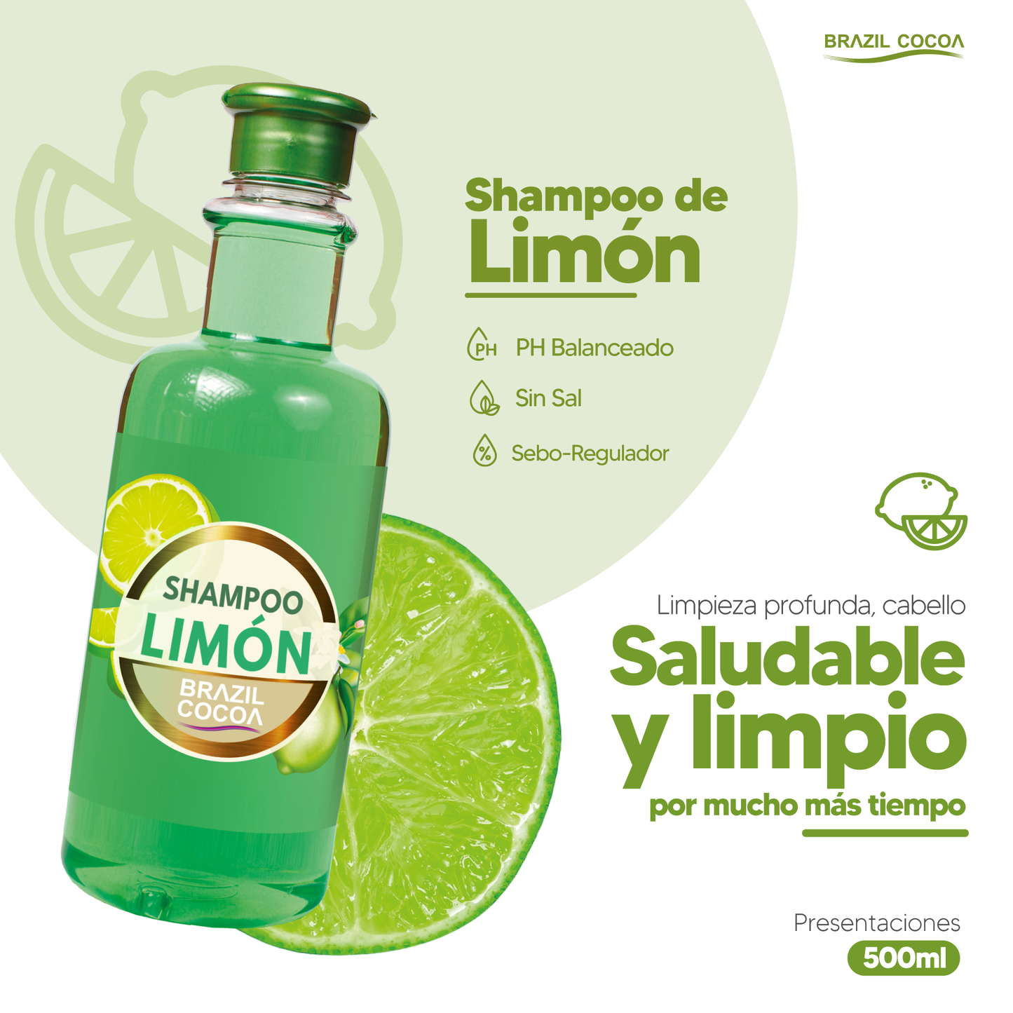 SHAMPOO LIMON X500ML (Para disminuir el exceso de grasa en el cabello)