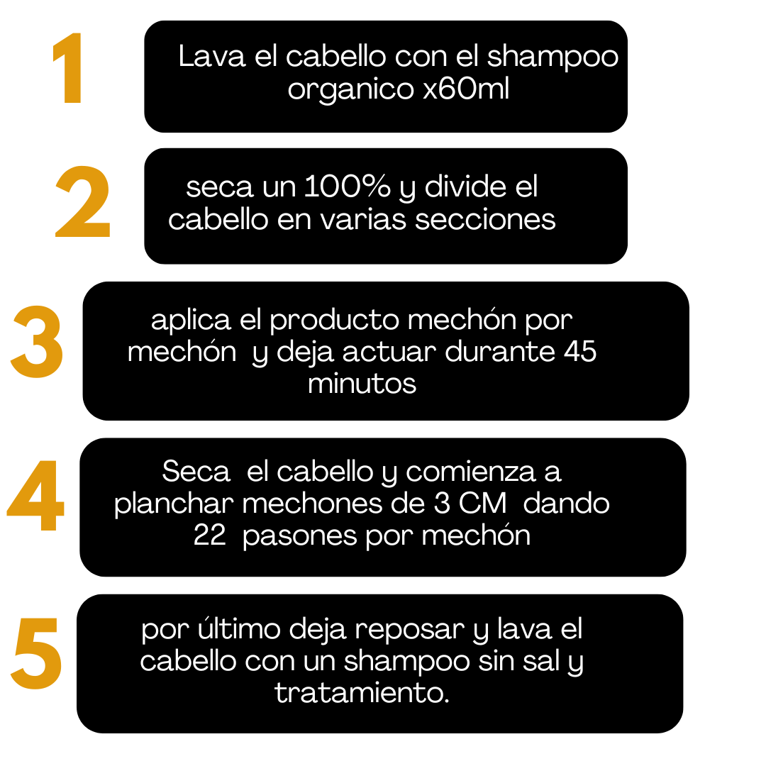 KERATINA ORGANICA 250ML SOLO PASO 2  + SHAMPOO 60ML (Alcanza de 2 a 4 alisados)