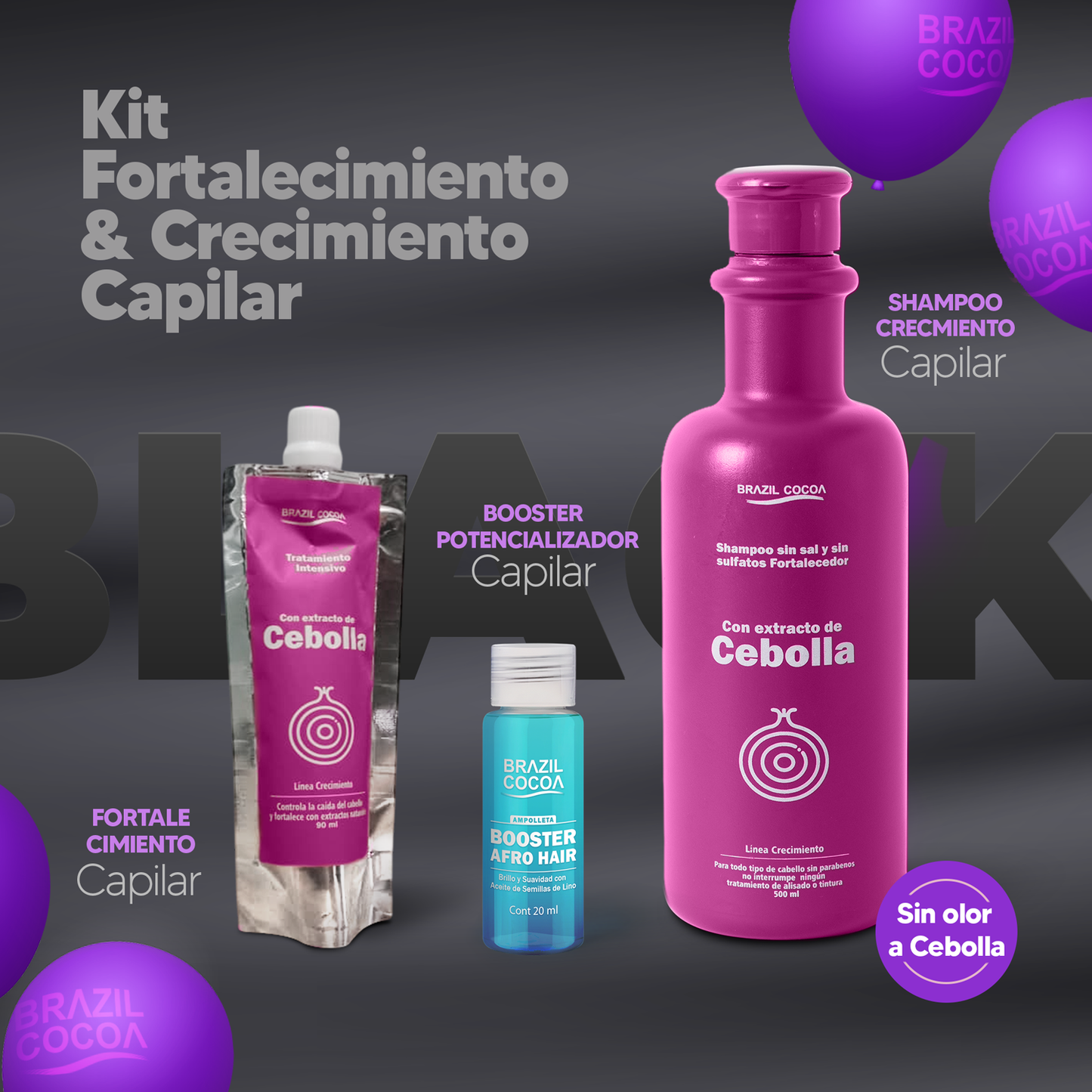 Kit Crecimiento y Fortalecimiento capilar de cebolla + Booster (sin olor a Cebolla)
