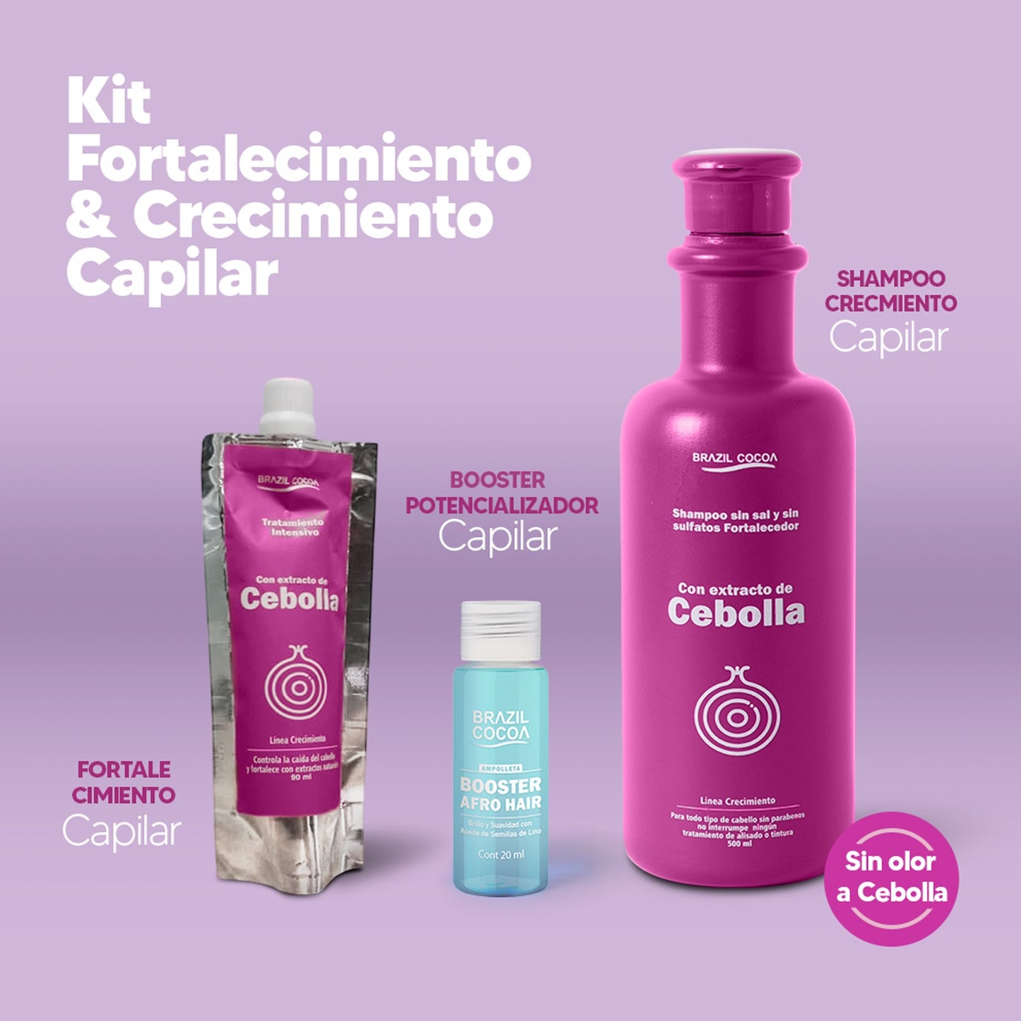 Kit Crecimiento y Fortalecimiento capilar de cebolla + Booster (sin olor a Cebolla)