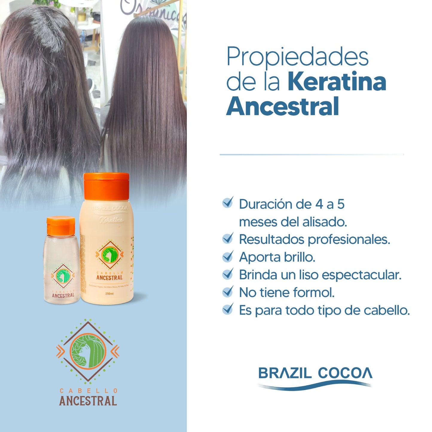 KERATINA ORGANICA 250ML SOLO PASO 2  + SHAMPOO 60ML (Alcanza de 2 a 4 alisados)