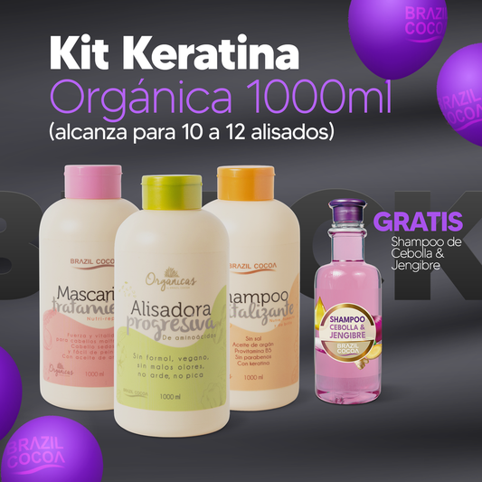 kIT KERATINA ORGANICA X1000ML (alcanza de 10 a 12 alisados)